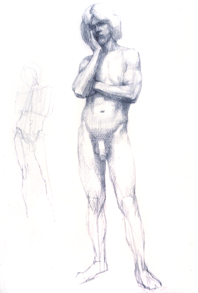 Standing Male Nude with Study