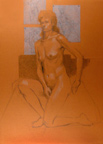 Seated Female Nude Sanguine Paper