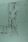 Standing Female Nude on Green Paper