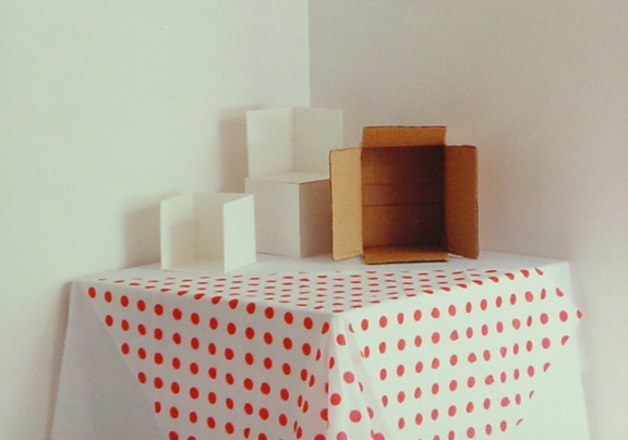Still Life Photo - Boxes and Polka Dot Table Cloth