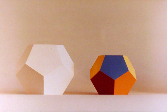 Still Life Photo - 2 Geometric Shapes One White One Color